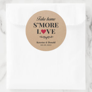 Rustic Kraft S'more Liebe Wedding Runder Aufkleber