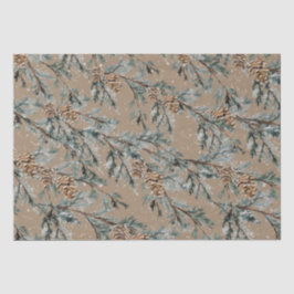 Rustic Kraft Snowy Blue Juniper Branchen & Cones Seidenpapier