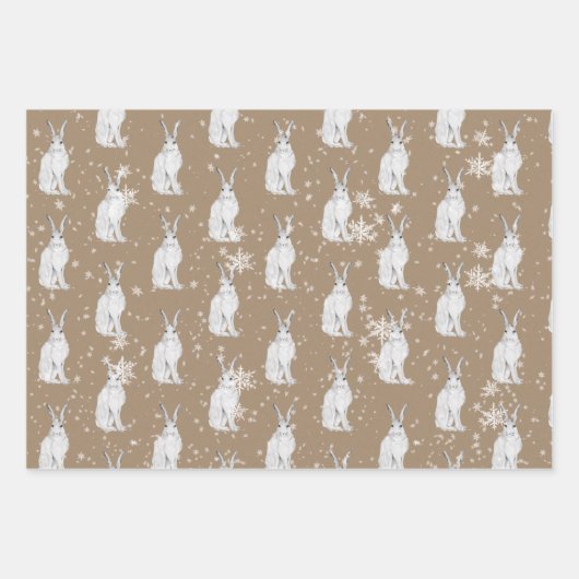 Rustic Kraft Snowy Winter Arctic Animals Matte Geschenkpapier Set (Vorderseite 2)