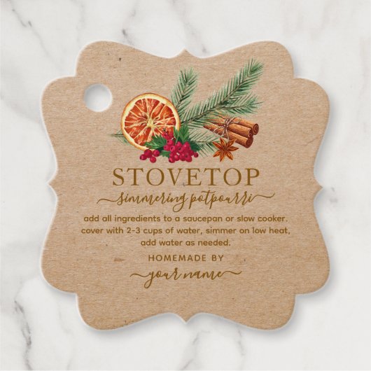 Rustic Kraft Stovetop Potpourri Tag Geschenkanhänger (Vorderseite)