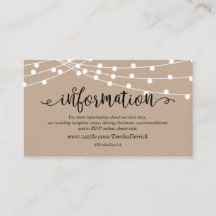 Rustic kraft string light, Wedding Details website Begleitkarte