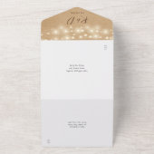 Rustic Kraft String Lights Script BlumenWedding All In One Einladung (Außenbereich)