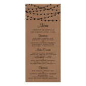 Rustic Kraft String Lights Wedding Menu Werbekarte (Vorne)