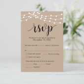 Rustic Kraft String Lights wedding rsvp Antwortkar Begleitkarte (Stehend Vorderseite)