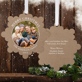 Rustic Kraft Style Frohe Weihnachts-Foto Ornament Karte