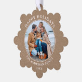 Rustic Kraft Style Happy Holidays Foto Ornament Karte (Linke Ecke)