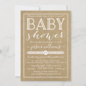 Rustic Kraft Trendy Typografy Baby Shower Einladung (Vorderseite)