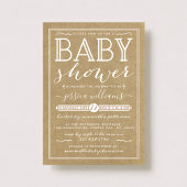 Rustic Kraft Trendy Typografy Baby Shower Einladung