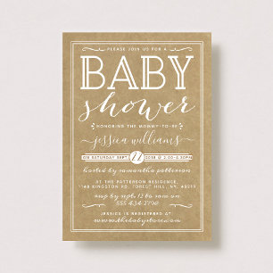 Rustic Kraft Trendy Typografy Baby Shower Einladung