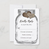 Rustic Kraft Two Hearts Mason Jar Wedding RSVP (Vorderseite)