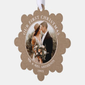 Rustic Kraft Unser erstes Weihnachtslied Foto Ornament Karte (Linke Ecke)