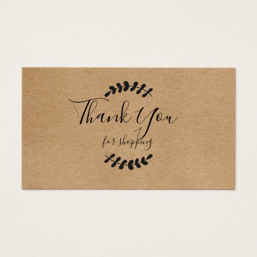 Rustic Kraft Vielen Dank für Ihre Einkaufskarte (Vorderseite)