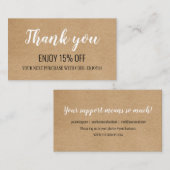Rustic Kraft Vielen Dank Geschäftskunde Rabattkarte (Vorne/Hinten)