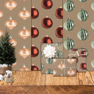 Rustic Kraft Vintage Weihnachtsbaum Ornamente Geschenkpapier Set