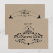 Rustic Kraft Vintager Rahmen ist meine BlütenGirlk Einladungspostkarte (Vorne/Hinten)