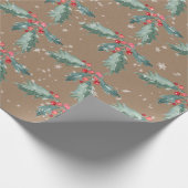 Rustic Kraft Wasserfarbe gestrichen Weihnachten Ho Geschenkpapier (Ecke)