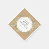 Rustic Kraft Watercolor Greenerity Baby Shower Serviette (Ecke)