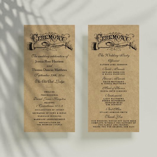 Rustic Kraft Wedding Ceremony Vorlagen