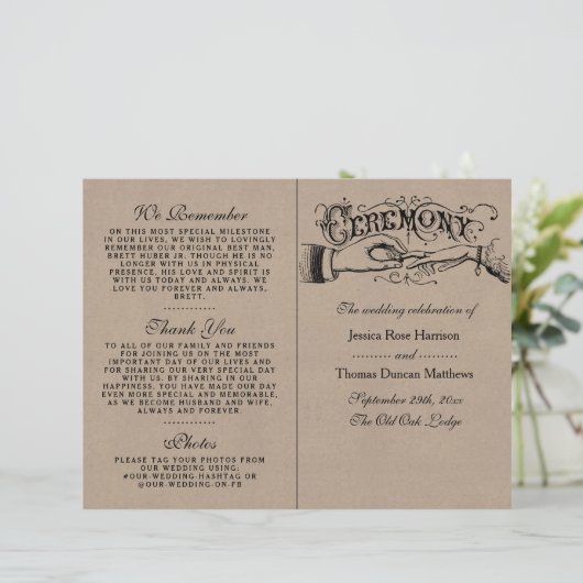 Rustic Kraft Wedding Ceremony Vorlagen (Stehend Vorderseite)