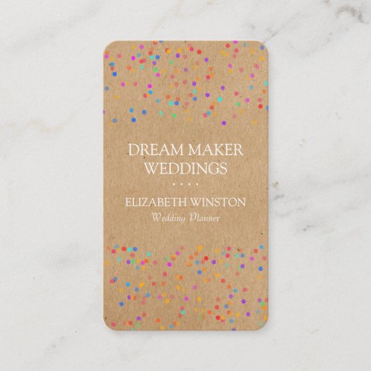 Rustic Kraft Wedding Confetti Boho Stylish Visitenkarte (Vorderseite)