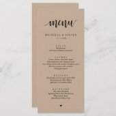 Rustic Kraft Wedding Elopement Dinner Menu Menükarte (Vorne/Hinten)