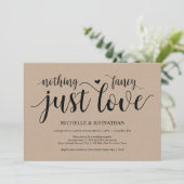 Rustic Kraft Wedding Elopement Empfang lädt ein Einladung (Stehend Vorderseite)