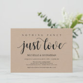 Rustic Kraft Wedding Elopement Empfang lädt ein Einladung (Stehend Vorderseite)