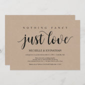 Rustic Kraft Wedding Elopement Empfang lädt ein Einladung (Vorne/Hinten)