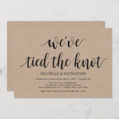 Rustic Kraft Wedding Elopement Empfang lädt ein Einladung (Vorne/Hinten)