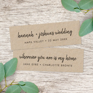 Rustic Kraft Wedding Favor Mini Bookmark Card Visitenkarte