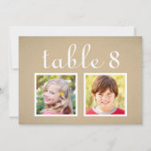 Rustic Kraft Wedding Foto Tischnummer (Vorderseite)