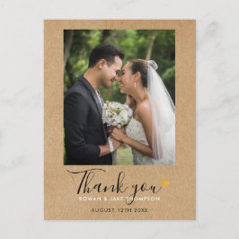 Rustic Kraft Wedding Foto Vielen Dank Postkarte