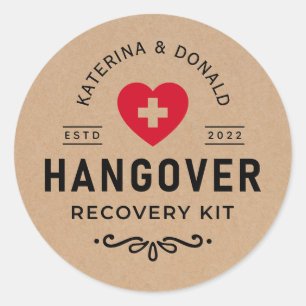 Rustic Kraft Wedding Hangover Erholung Kit Runder Aufkleber