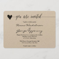 Rustic Kraft Wedding lade, Herz-Kalligrafie