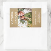 Rustic Kraft Wedding Monogram Foto Wine Fevor Rechteckiger Aufkleber (Tasche)