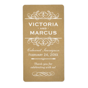 Rustic Kraft Wedding Monogram Wein Flasche Gefalle