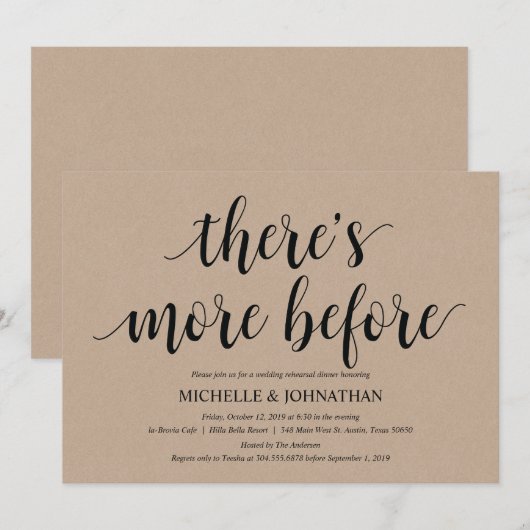 Rustic Kraft Wedding Probe Dinner lädt ein Einladung (Vorne/Hinten)