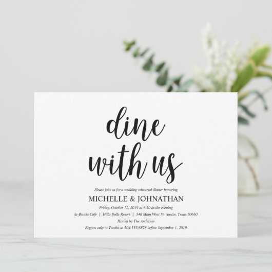 Rustic Kraft Wedding Probe Dinner lädt ein Einladung (Stehend Vorderseite)