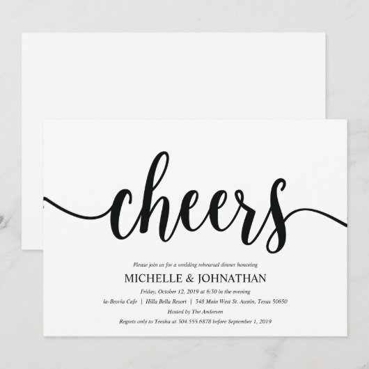 Rustic Kraft Wedding Probe Dinner lädt ein Einladung (Vorne/Hinten)