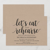 Rustic Kraft Wedding Probe Dinner lädt ein Einladung (Vorne/Hinten)