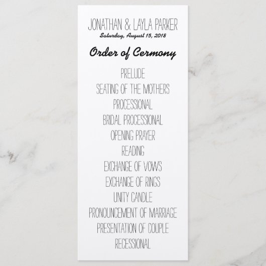 Rustic Kraft Wedding Program Programm (Vorderseite)
