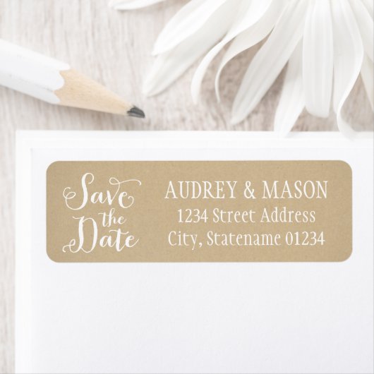 Rustic Kraft Wedding Save the Date Rücksendeadress (Insitu)