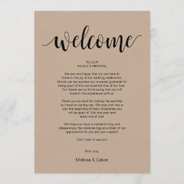 Rustic Kraft Wedding Welcome and Itinerary Card Programm