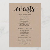 Rustic Kraft Wedding Welcome and Itinerary Card Programm (Rückseite)