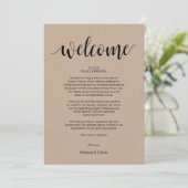 Rustic Kraft Wedding Welcome and Itinerary Card Programm (Stehend Vorderseite)