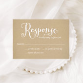 Rustic Kraft Wedding White Script RSVP Karte