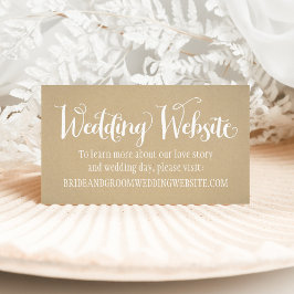 Rustic Kraft Wedding White Script Website Begleitkarte