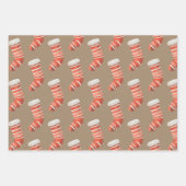 Rustic Kraft Weihnachts-Strümpfe Snowmen & Jammies Geschenkpapier Set (Vorderseite)