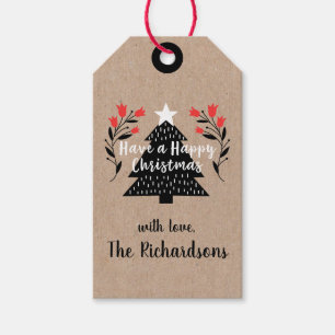 Rustic Kraft Weihnachtsbaum-Geschenk-Tag Geschenkanhänger