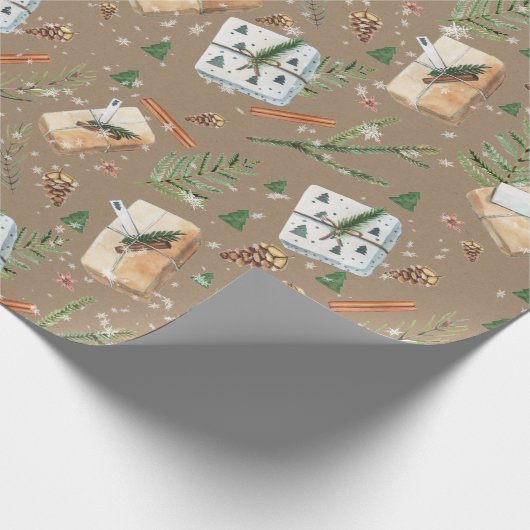 Rustic Kraft Weihnachtsgeschenke Packages Geschenkpapier (Ecke)